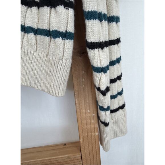 NWT Apricot Ivory Striped Long Sleeve Cropped Cable Knit Sweater #1405 Size XXL - Picture 4 of 7